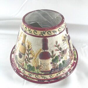 Yankee Candle Large ceramic candle topper decorated w wine and Grapes.